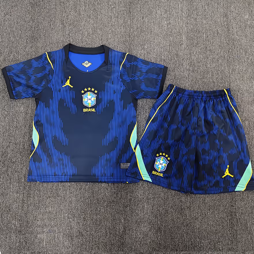 Brazil Nation Team 26 Away Kids Kit Jersey